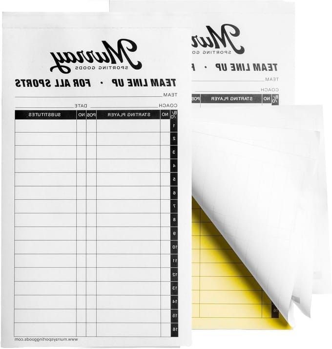 Line-up Kaarten - Team Rosters - Wedstrijd Planning - 4-Delige Kopieën - 50 Spellen - Wit