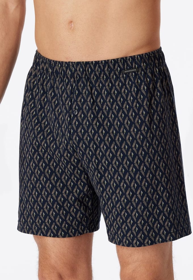 SCHIESSER Fine Interlock boxer (1-pack) - heren boxershort bruin-grijs gedessineerd
