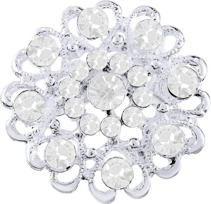 Fako Bijoux® - Broche - Bloem Kristal - 32x32mm - Wit