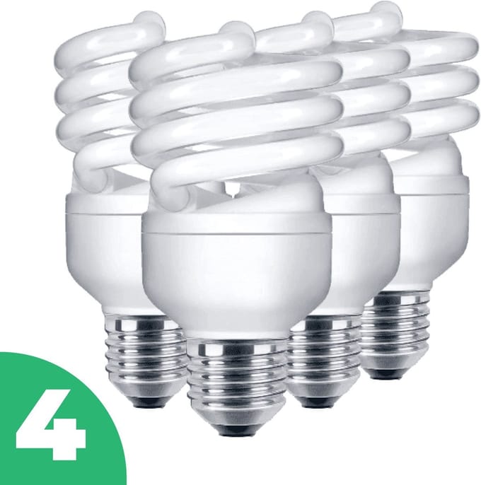 Sidef Spiraal Spaarlamp E27 - 9W - Daglicht - Niet Dimbaar - 4 stuks