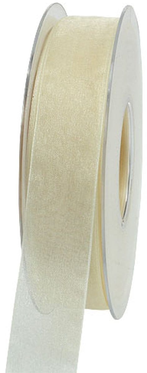 Organza lint met zelfkant 2.5cm 50m creme