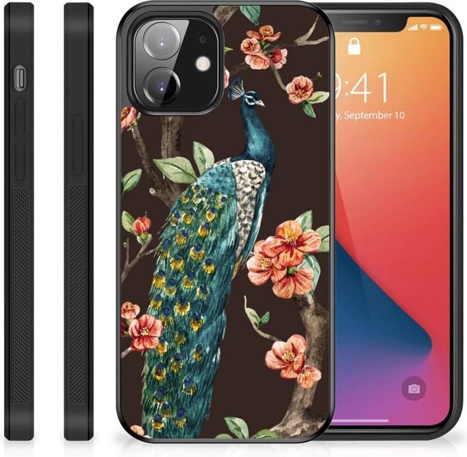iPhone 12 Mini Back Cover Pauw met Bloemen