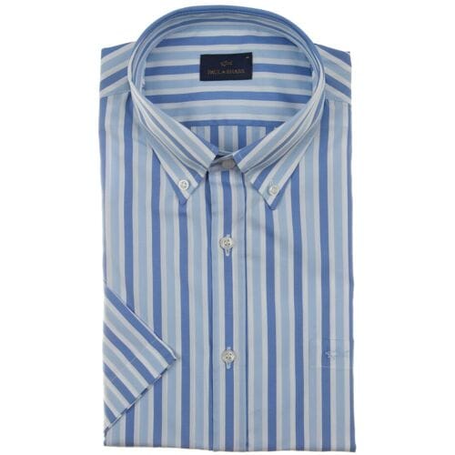 Paul & Shark Overhemd Cotton Poplin Stripe Shirt Wit-Kobalt / male