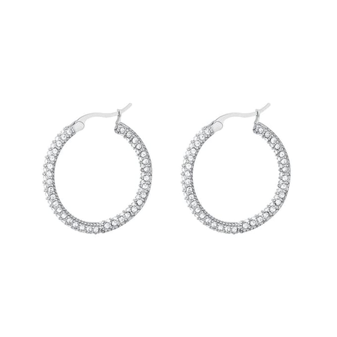 Bijoutheek Oorringen Witte Zirkonias Zilver