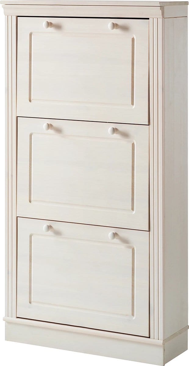 Anita-Schoenenkast - 3 Kleppen - Wit Grenen