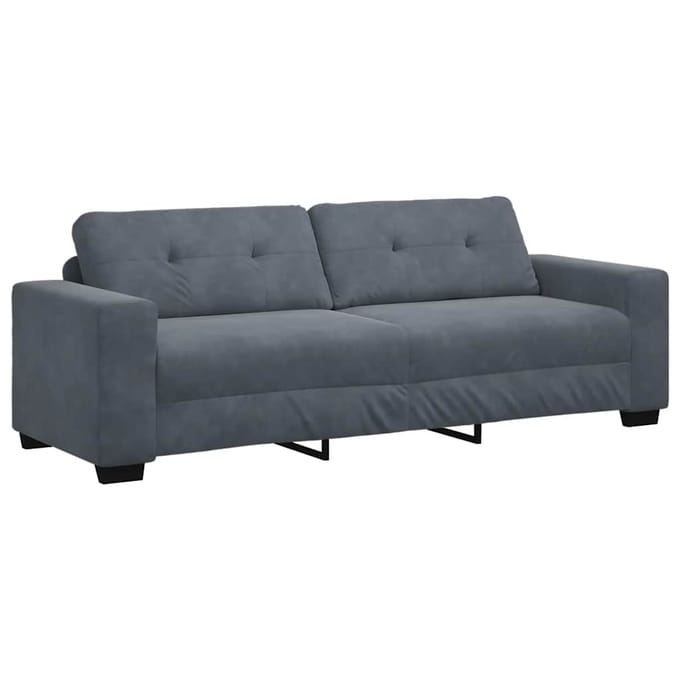 vidaXL - 3-zitsbank - donkergrijs - 220x78x80 - cm - fluweel