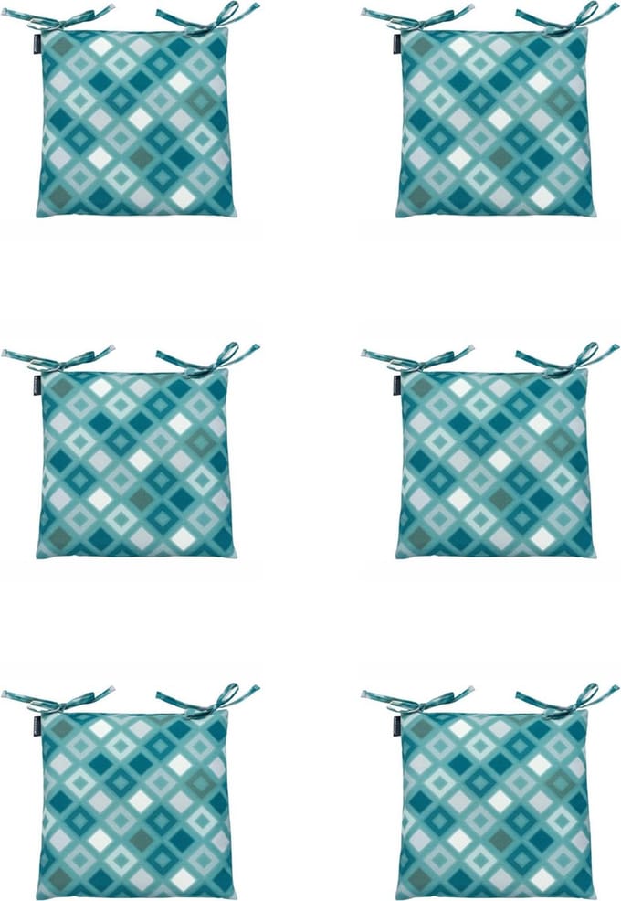 Madison - Zitkussen - Universeel - 6 stuks - 46 x 46 cm - Grids Sea Blue - Tuin