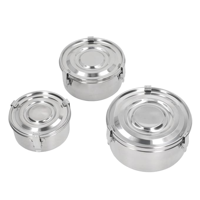3 STUKS Draagbare Roestvrijstalen Lunchbox Herbruikbaar Gemakkelijk Afwasbaar Draagbare Studenten Lunchcontainer voor L white