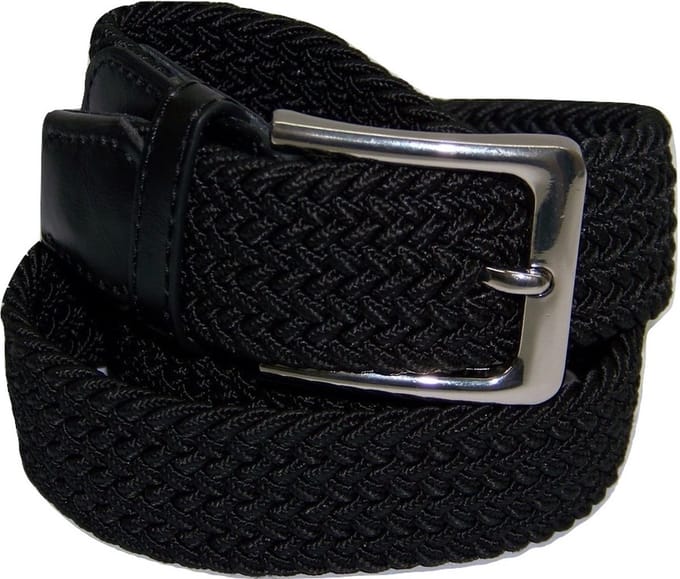 Zwart - Elastische Comfort Riem - maat 150 cm - Gevlochten - 100% Elastisch - Nikkelvrije Gesp