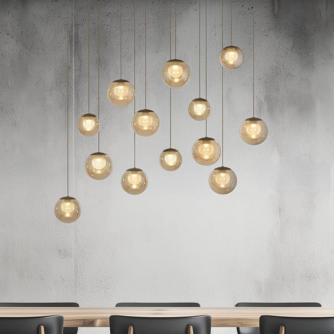 LED hanglamp PURE Popup, brons/amber, lengte 100 cm, 13 lampen
