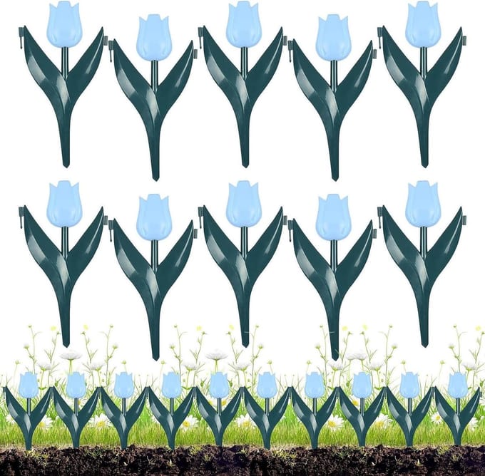 Tuinrand Decoratie - Bloembed Afscheiding - Tuin Decoreren - Eenvoudige Installatie - 10 Stuks - Blauw