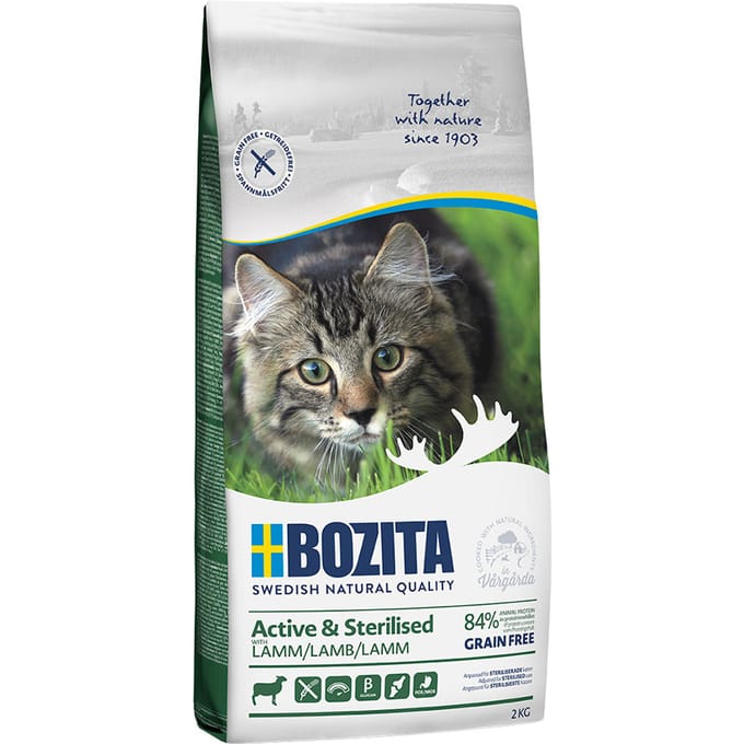 2x2kg Grainfree Active & Sterilised Lam Bozita Kattenvoer
