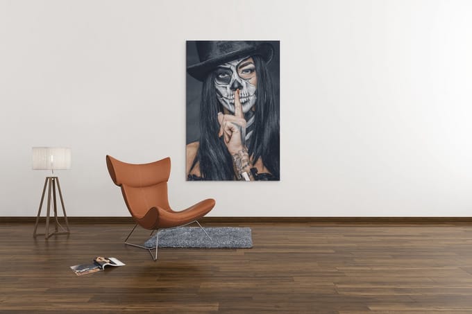 Canvas Schilderij - Vrouw - Tatoeage - 60x40x2 cm