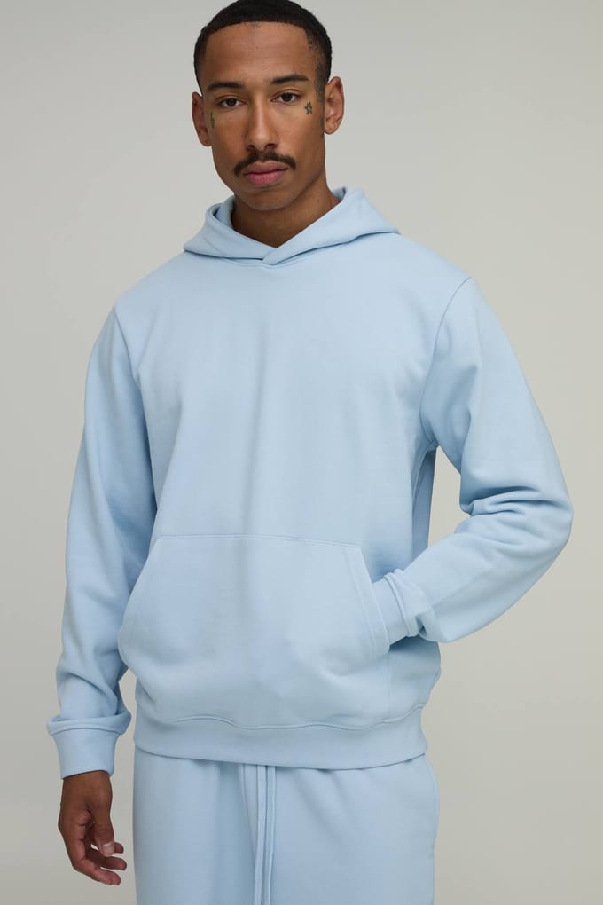 Regular Fit Premium 480gsm Over the Head Hoodie | Light Blue | Size Medium