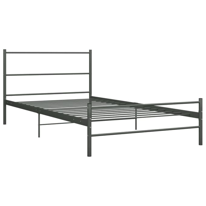 vidaXL - Bedframe - metaal - grijs - 100x200 - cm