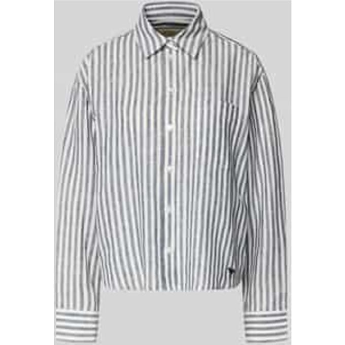 boxy fit linnen blouse met all-over motief model 'ALBATRO'