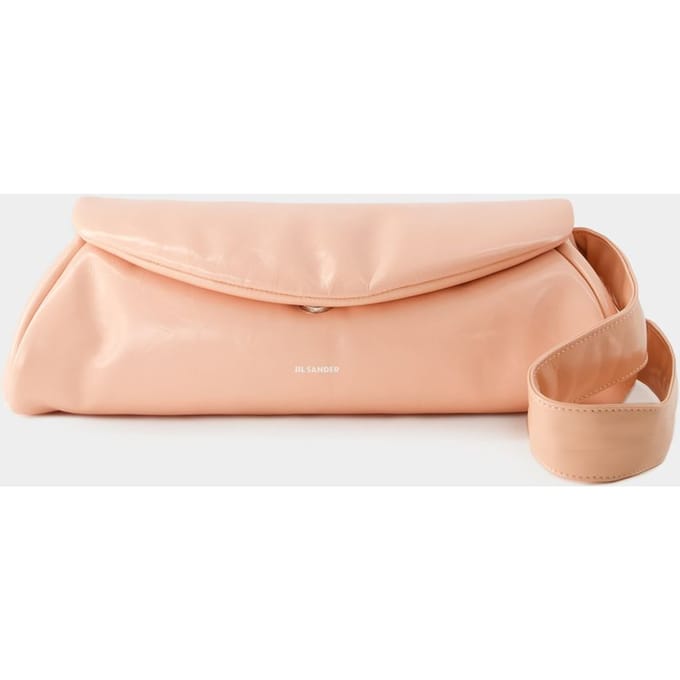 Cannolo Grande Gevoerde Hobo Tas - Jil Sander - Leer - Perzik Parel