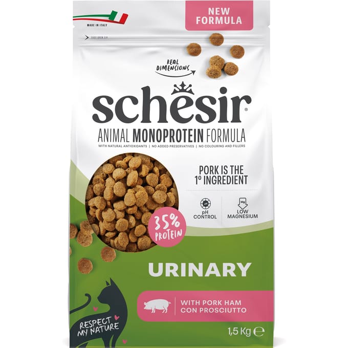 Voordeelpakket: 2x1,5 kg Schesir Monoprotein Urinary met ham katten droogvoer