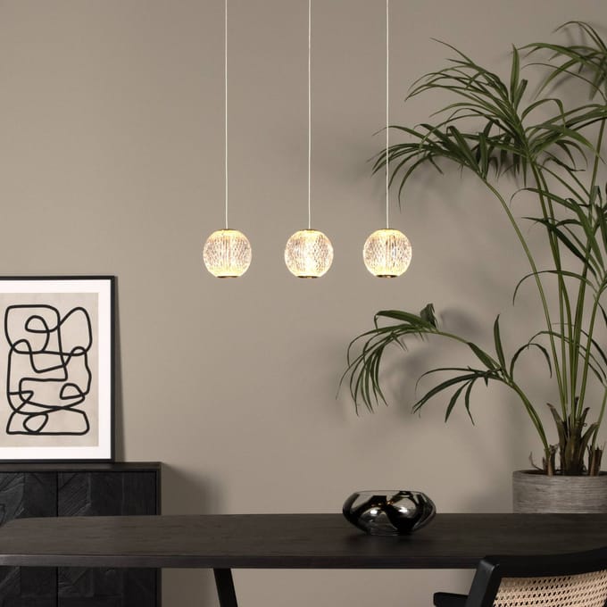 Lucide CINTRA - Hanglamp - LED Dimbaar - 3x4,7W 2700K - Transparant