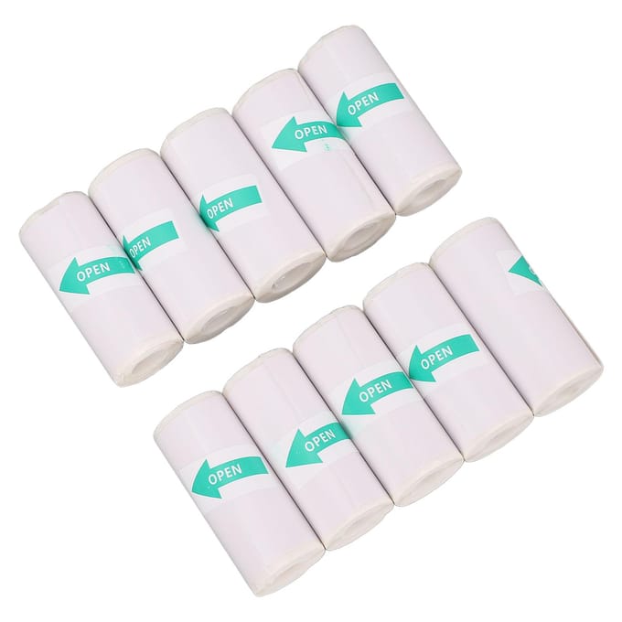 10 Rollen Thermisch Printpapier 57x25mm PVC Zelfklevende Thermische Sticker voor Draagbare Printer Camera Labelmachine white