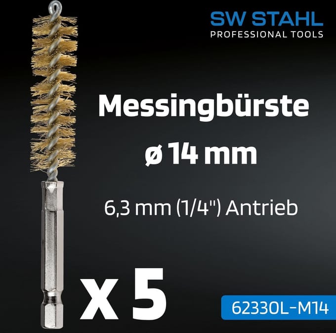SW-Stahl 62330L-M14 messing borstels 14mm 5-delig
