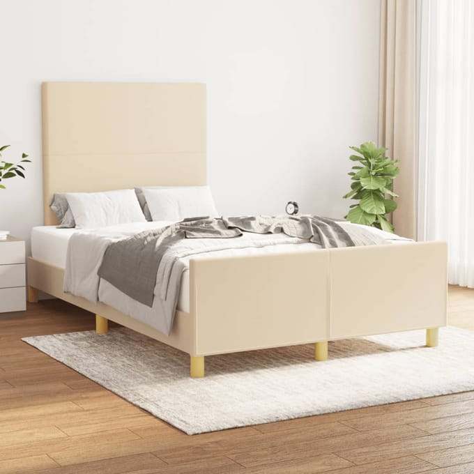 vidaXL - Bedframe - zonder - matras - 120x190 - cm - stof - crèmekleurig