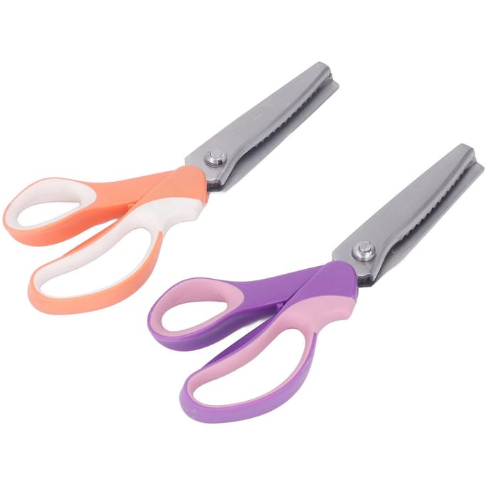 2 Pcs Ciseaux à Broder Poignée Couleur Acier Inoxydable Ciseaux à Tissu DIY Ciseaux Ondulés Dentés Pour Bureau Maison gray