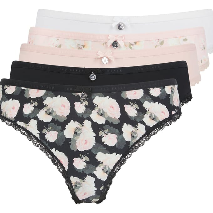 Ted Baker Senna 5pk Brief Barely There/ Black Print/ White/barely Ther Taglia: S | Biancheria intima Outlet | Donna | Nero
