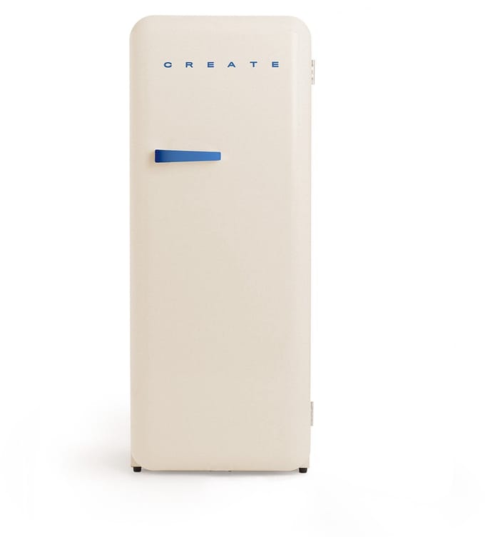 CREATE - Koelkast in retrostijl - Gebroken wit - Handvat Kobaltblauw - FRIDGE RETRO 281L