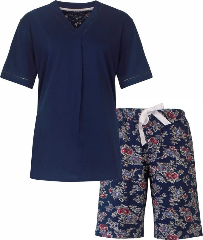 Tenderness Dames Shortama - Korte Mouwen - Navy Blauw - Maat S
