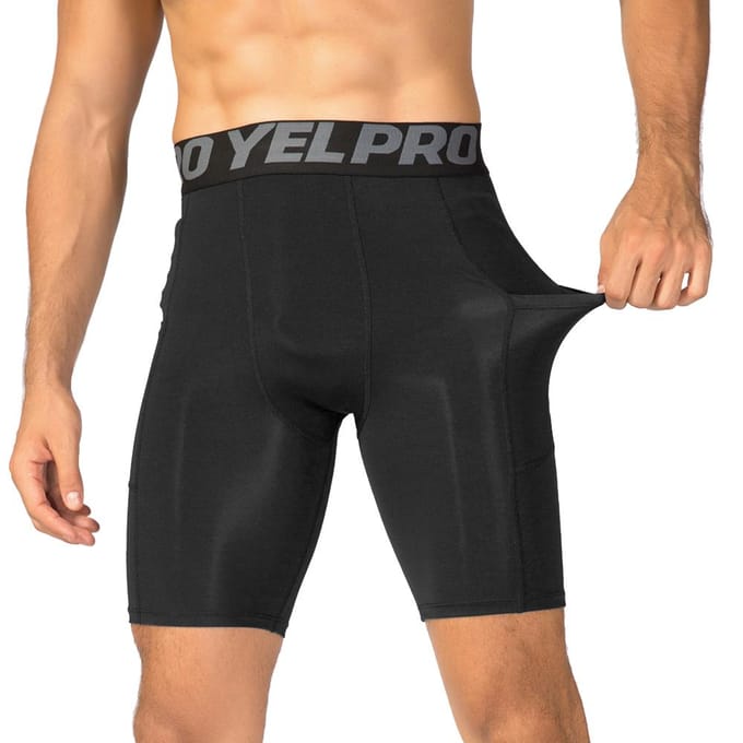4-pack heren compressieshorts, actief trainingsondergoed met zak L veelkleurige kleur