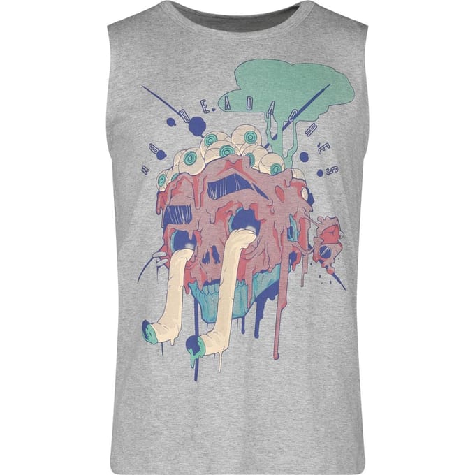 R.E.D. Rock-Engineered Design Grijze tanktop met grote komische doodshoofdprint - Heren - M