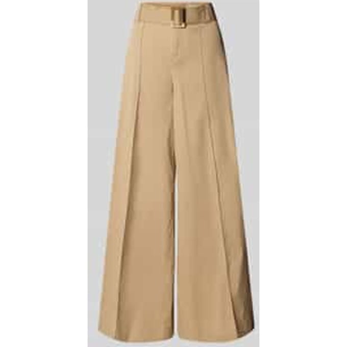 Wide leg stoffen broek met vaste persplooien, model 'CARLETTA'