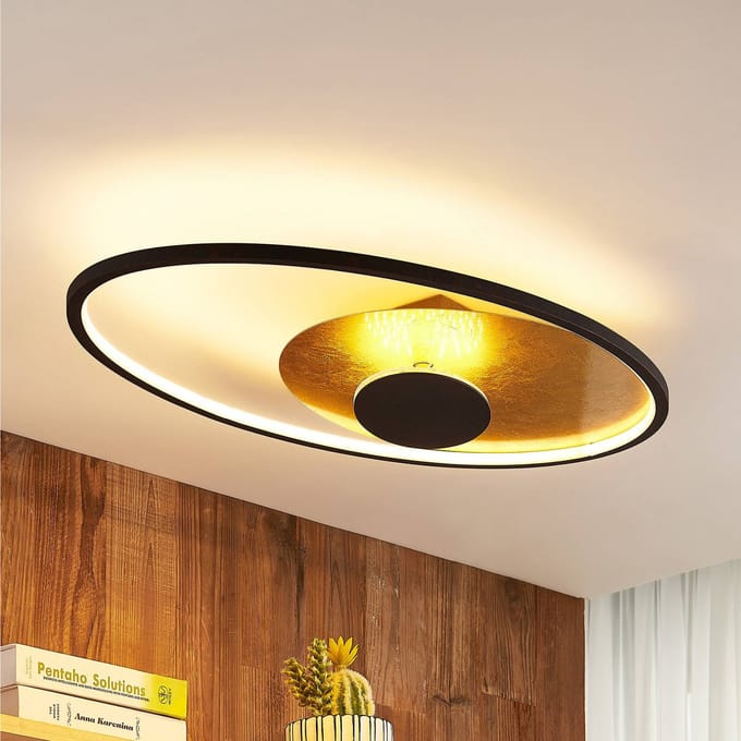 Lindby LED plafondlamp Feival, 73 cm, roest/goud, dimbaar