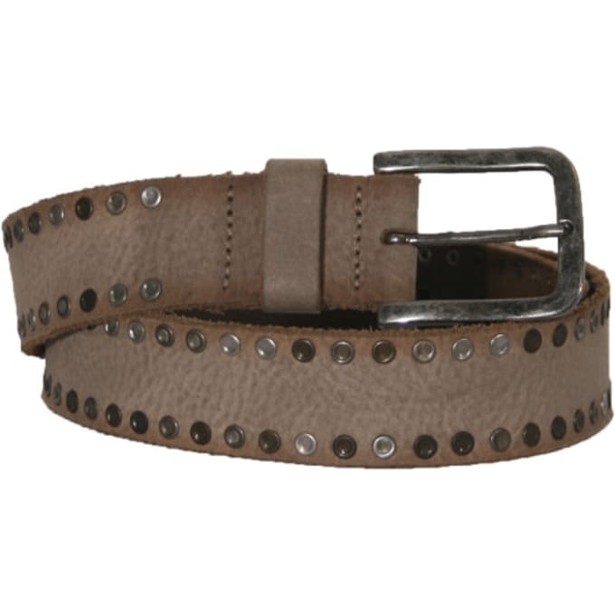 Mens Belt - Riem - Heren - 95 - Taupe - Leer - 1472-studs