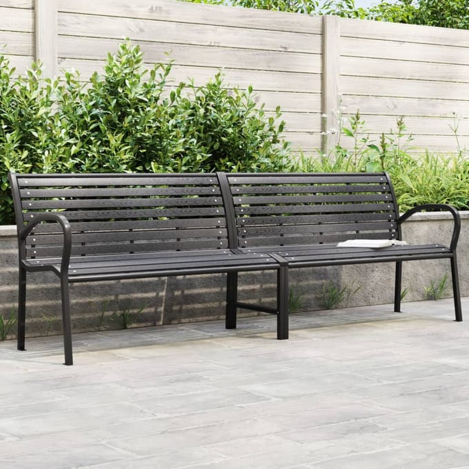 vidaXL - Tuinbank - dubbel - 231 - cm - staal - en - HKC - zwart