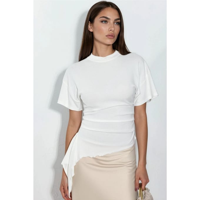 Oversized Crewneck Drape Blouse
