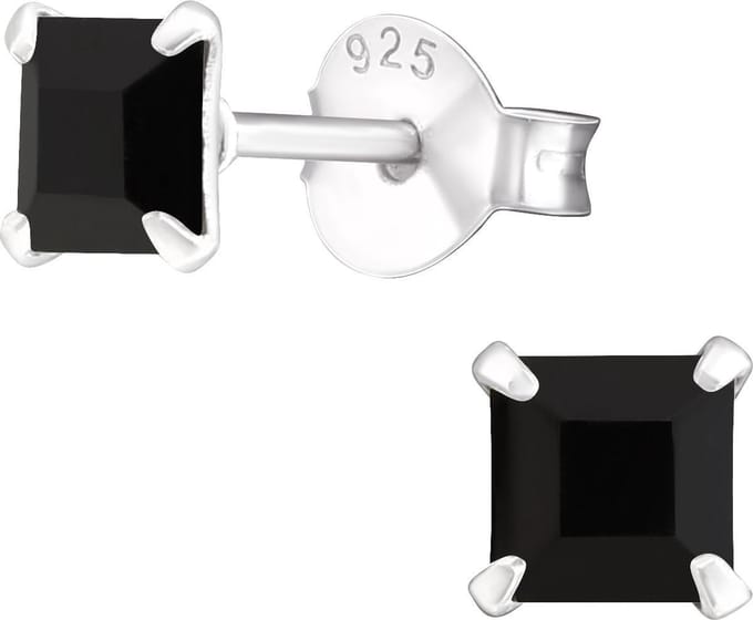 Amanto Oorbellen Flynn Black  - 925 Zilver E-Coating - ∅4mm
