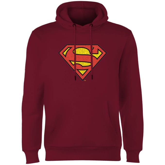 Official Superman Crackle Logo Hoodie - Burgundy - L