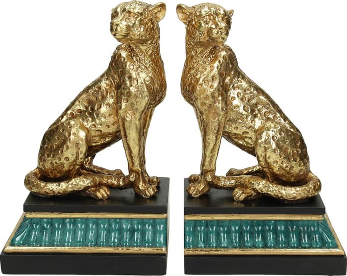 Kersten Boekensteun Leopard Polyresin Goud 24 X 10.5 X 20 Opbergbox /2