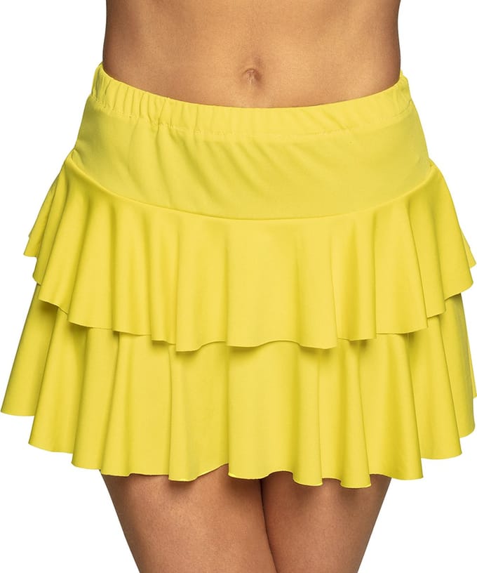 Boland - Minirokje Ruffles neongeel - Volwassenen - Student - 80's & 90's - Disco