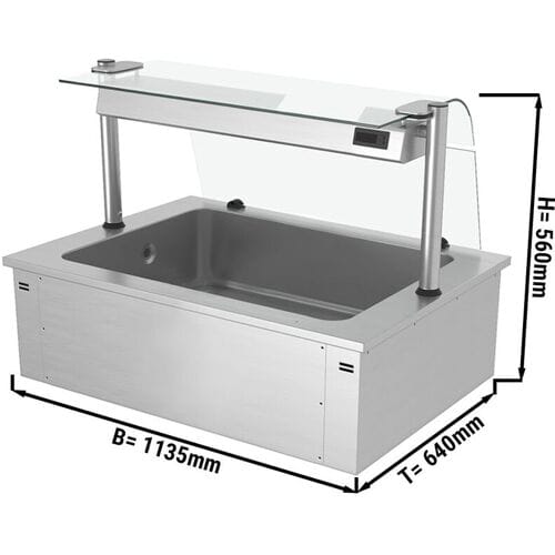 GGM Gastro Einbau Eiswanne - 1000mm - 3x GN 1/1 - 130 Liter - mit Glas-Hustenschutz Zilver