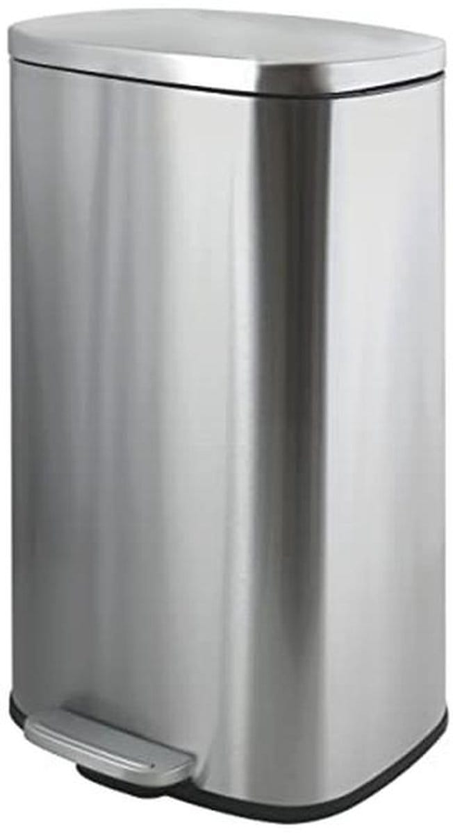 Afvalemmer 50 liter met softclose pedaal - zilver kunststof