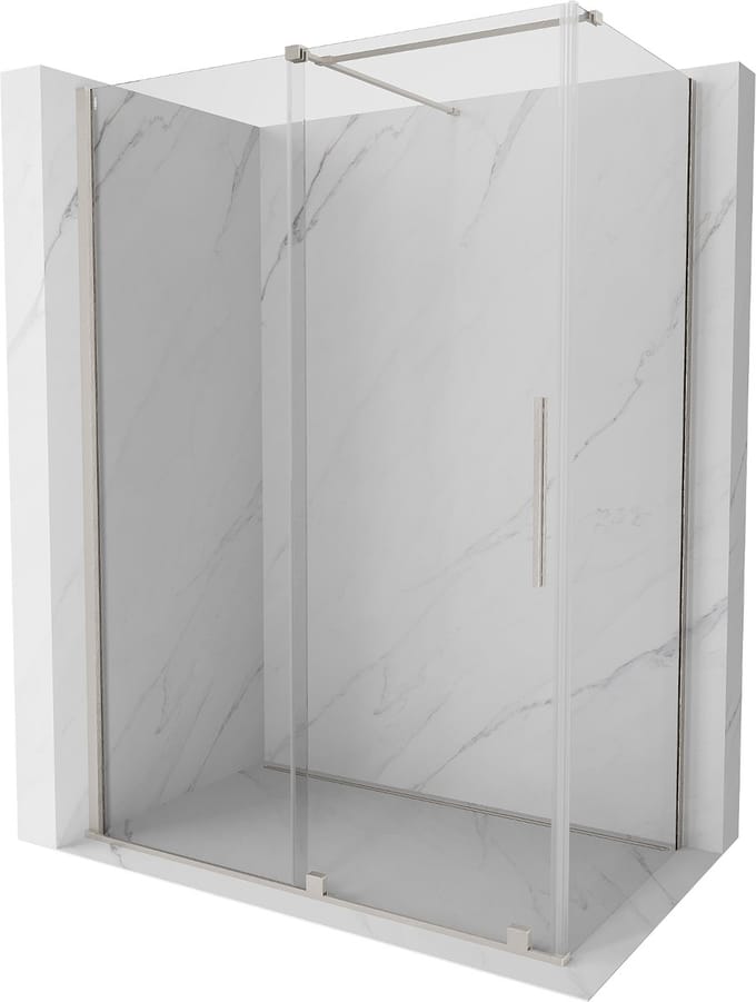 Mexen Velar schuifbare douchecabine 140 x 80 , transparant, geborsteld nikkel - 871-140-080-01-97