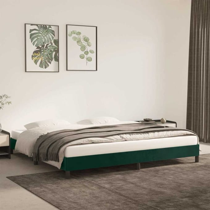 vidaXL - Bedframe - zonder - matras - 200x200 - cm - fluweel - donkergroen