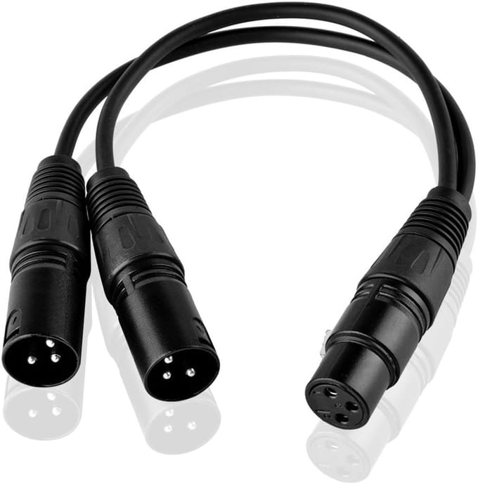 30 cm Microfoonstekker Kabel 3-pins XLR Vrouwelijk naar Dual XLR Mannelijk Y Splitter Adapter