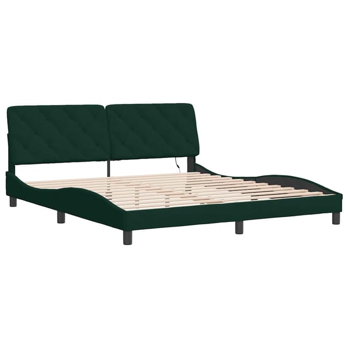 vidaXL - Bedframe - met - LED - zonder - matras - fluweel - donkergroen - 180x200 - cm