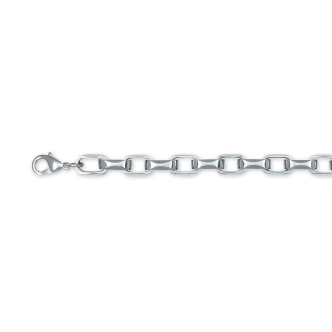 Slate - Stalen schakelarmband 21 cm - Vierkante open schakel