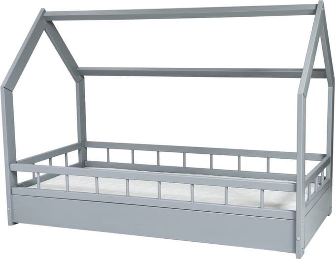 Bedhuisje - 80x160 cm - met ECO matras en lattenbodem - grijs
