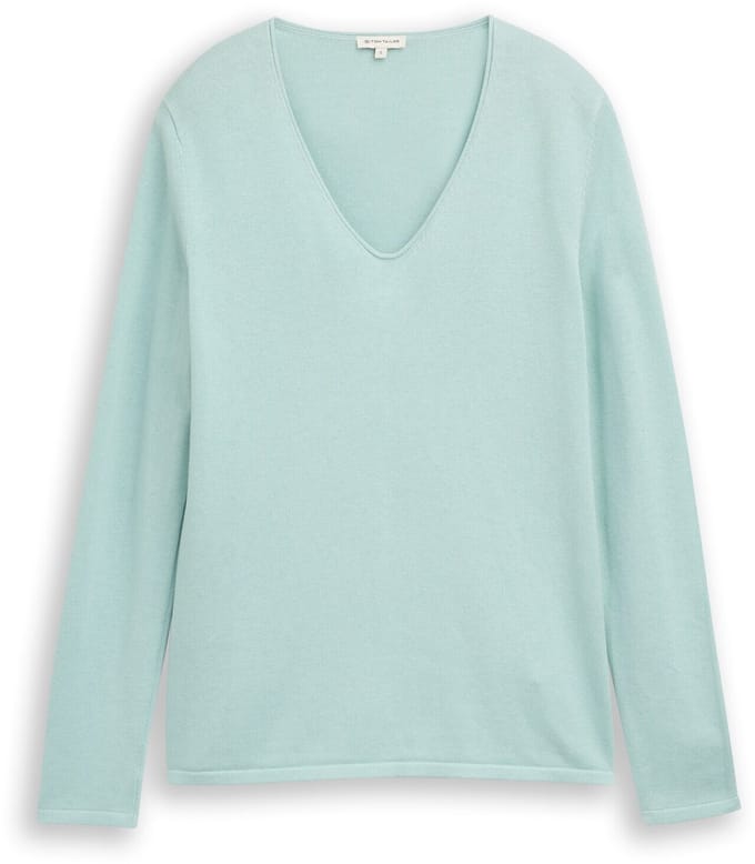 Tom Tailor - Gebreide trui met V-hals - Maat M - blue haze